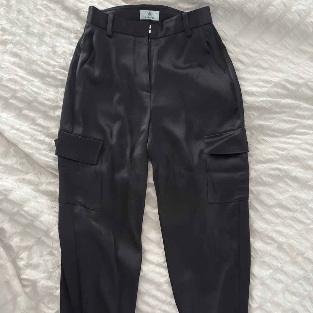 Aritzia Black Cargo Trousers satin